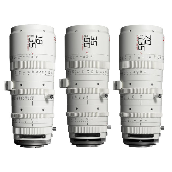 DZOFILM Catta Full-Frame Zoom 18-35/35-80/70-135mm T2.9 3-Lens Bundle (E-mount, White)