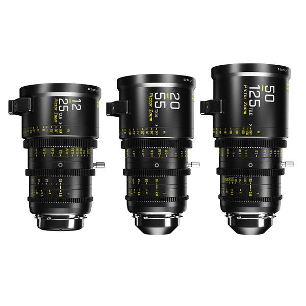 DZOFILM Pictor S35 Zoom 3-Lens Bundle (12-25/20-55/50-125mmT2.8, PL+EF, Black)